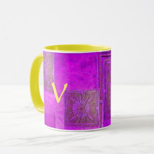 MORNSTAR Päwnee Lila Gelbe Monogramm Tasse (Vorderseite Links)