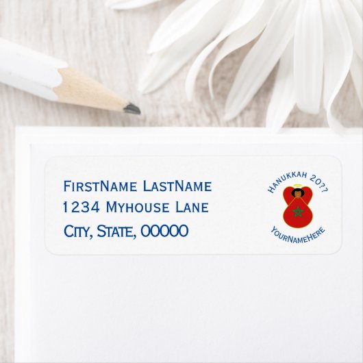 Moroccan Angel Hanukkah Flag Personalized (Insitu)