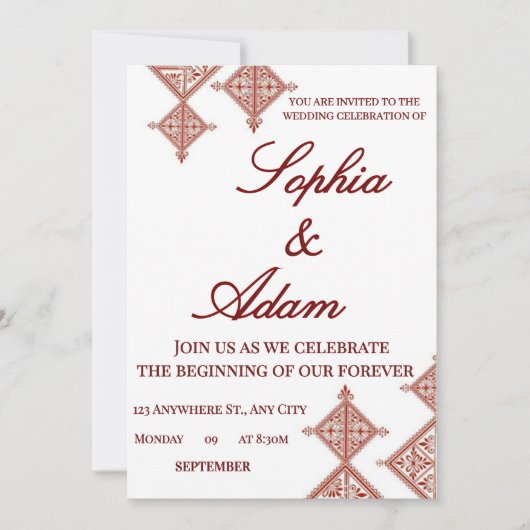 Moroccan Berber Pattern Wedding Invitation (Vorderseite)