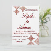 Moroccan Berber Pattern Wedding Invitation Einladung (Stehend Vorderseite)