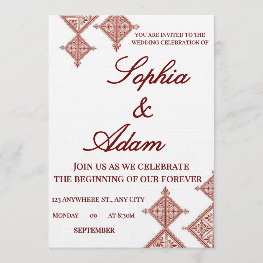 Moroccan Berber Pattern Wedding Invitation Einladung (Vorderseite)