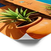 Moroccan Blue Door Terracotta Kasbah Wall Art Poster (Ecke)