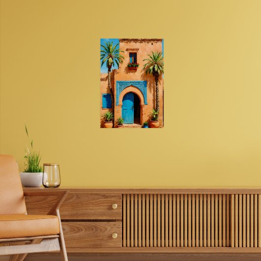 Moroccan Blue Door Terracotta Kasbah Wall Art Poster (Wohnzimmer 2)