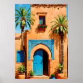 Moroccan Blue Door Terracotta Kasbah Wall Art Poster (Vorne)