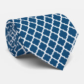 Moroccan Blue White Quatrefoil Pattern Men's Ties Krawatte (Gerollt)