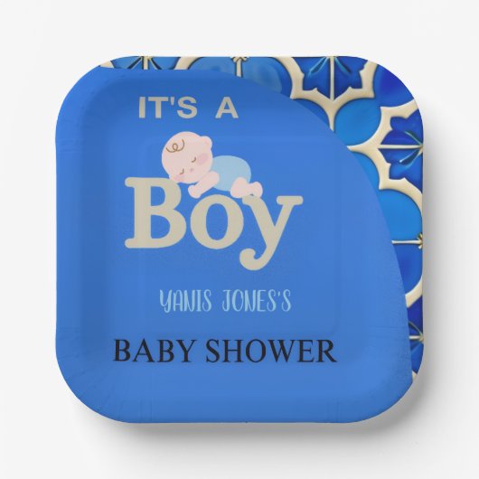 Moroccan Boy Baby Shower  Pappteller (Vorderseite)