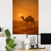 Moroccan Desert Camel Sunset Poster (Heimbüro)
