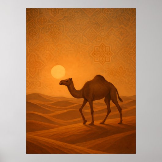 Moroccan Desert Camel Sunset Poster (Vorne)