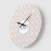 Moroccan Flowers Pattern Monogram   Große Wanduhr (Winkel)