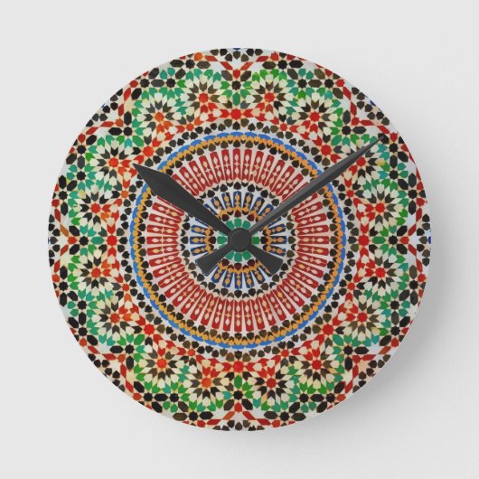 Moroccan Geometric Pattern Runde Wanduhr (Vorderseite)