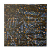 Moroccan Indigo and Gold Mandala Pattern Accent Fliese (Vorderseite)