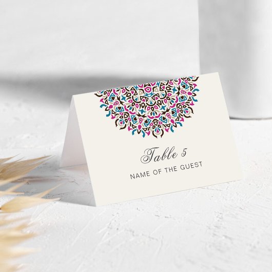 Moroccan Lattice Geo Mandala Wedding Place Card Tischnummer