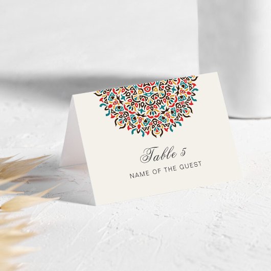 Moroccan Lattice Geo Mandala Wedding Place Card Tischnummer