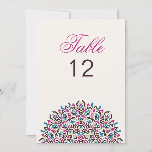 Moroccan Lattice Geo Mandala Wedding Table Number Einladung (Vorderseite)