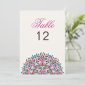 Moroccan Lattice Geo Mandala Wedding Table Number Einladung (Stehend Vorderseite)