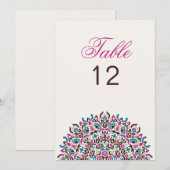 Moroccan Lattice Geo Mandala Wedding Table Number Einladung (Vorne/Hinten)
