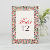 Moroccan Lattice Geo Mandala Wedding Table Number Einladung (Stehend Vorderseite)