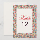 Moroccan Lattice Geo Mandala Wedding Table Number Einladung (Vorne/Hinten)