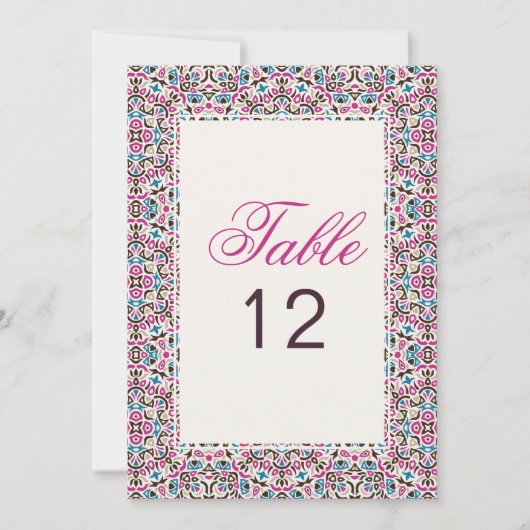 Moroccan Lattice Geo Mandala Wedding Table Number Einladung (Vorderseite)