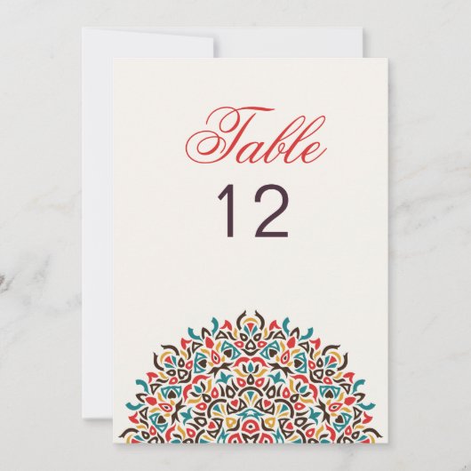 Moroccan Lattice Geo Mandala Wedding Table Number Einladung (Vorderseite)