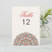 Moroccan Lattice Geo Mandala Wedding Table Number Einladung (Stehend Vorderseite)
