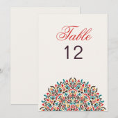 Moroccan Lattice Geo Mandala Wedding Table Number Einladung (Vorne/Hinten)