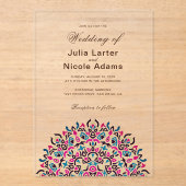 Moroccan Lattice Geometric Mandala Wedding Acryleinladungen (Vorderseite)
