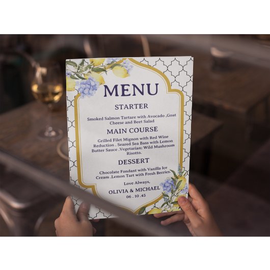 Moroccan Lemon Wedding Menu Menükarte