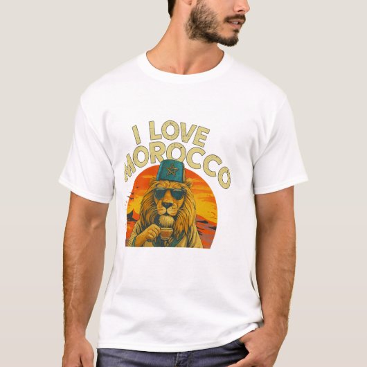Moroccan Lion Pride – I Love Morocco Bold T-Shirt (Vorderseite)