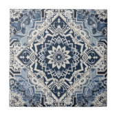 Moroccan Mediterranean Blue & White Tile Pattern Fliese (Vorderseite)