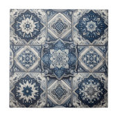 Moroccan Mediterranean Blue & White Tile Pattern Fliese (Vorderseite)