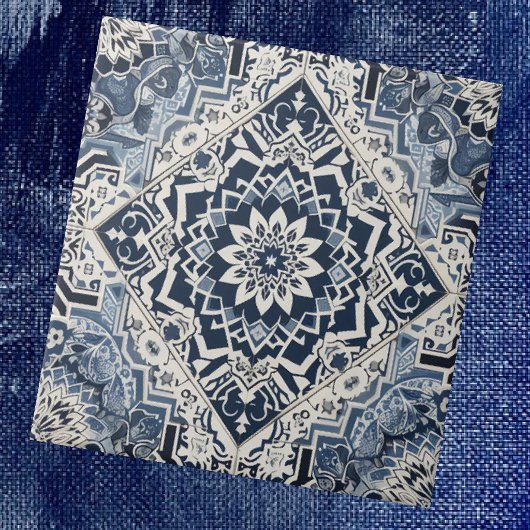 Moroccan Mediterranean Blue & White Tile Pattern Fliese