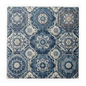 Moroccan Mediterranean Blue & White Tile Pattern Fliese (Vorderseite)