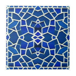 Moroccan mosaic blue white geometric pattern fliese