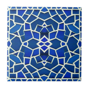 Moroccan mosaic blue white geometric pattern fliese
