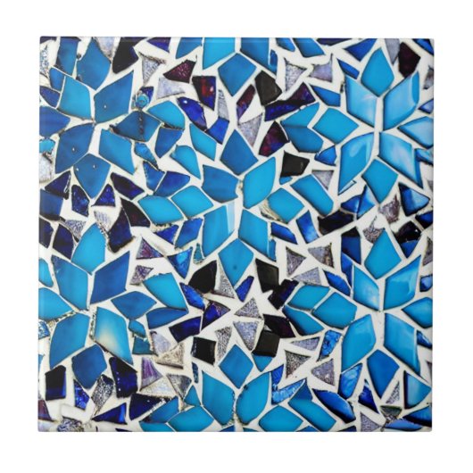 Moroccan mosaic blue white stars geometric pattern fliese (Vorderseite)