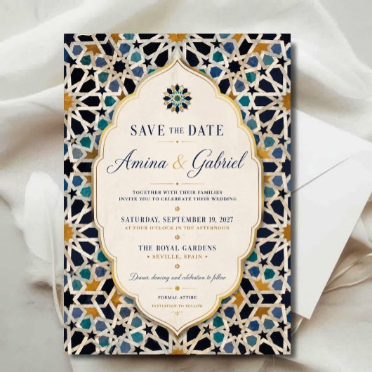 Moroccan Mosaic Elegant Mediterranean Save The Date