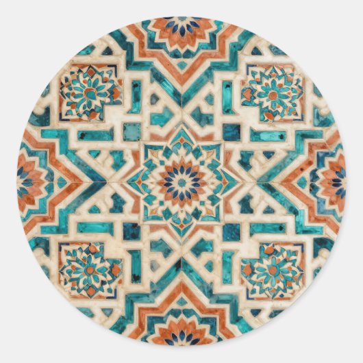 Moroccan Mosaic Pattern Runder Aufkleber (Vorderseite)