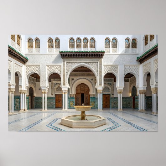 Moroccan Palace Courtyard with Fountain Poster (Vorne)