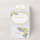 Moroccan Pattern Mediterranean Lemon Wedding  All In One Einladung (Außenbereich)