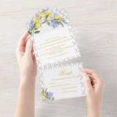Moroccan Pattern Mediterranean Lemon Wedding  All In One Einladung (Abreißen)