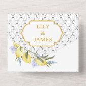 Moroccan Pattern Mediterranean Lemon Wedding  All In One Einladung (Rückseite)
