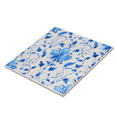 Moroccan Quatrefoil Blue and White Marble  Fliese (Seite)