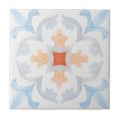 Moroccan style tile flower orange grey summer fliese (Vorderseite)