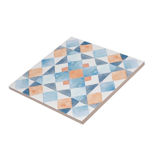 Moroccan style tile geometric orange blue summer fliese (Seite)