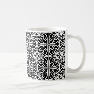 Moroccan tile - black with white background kaffeetasse