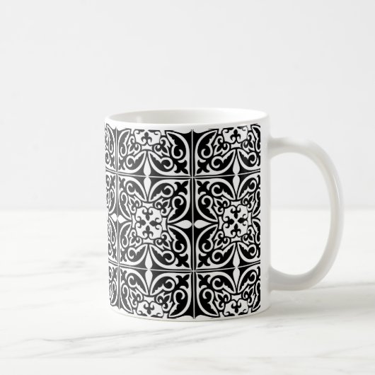 Moroccan tile - black with white background kaffeetasse (Rechts)