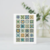 Moroccan Tile Collage Illustration Postkarte (Stehend Vorderseite)
