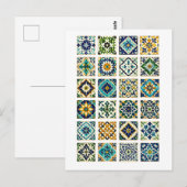 Moroccan Tile Collage Illustration Postkarte (Vorne/Hinten)