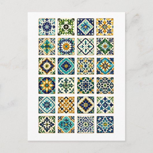 Moroccan Tile Collage Illustration Postkarte (Vorderseite)